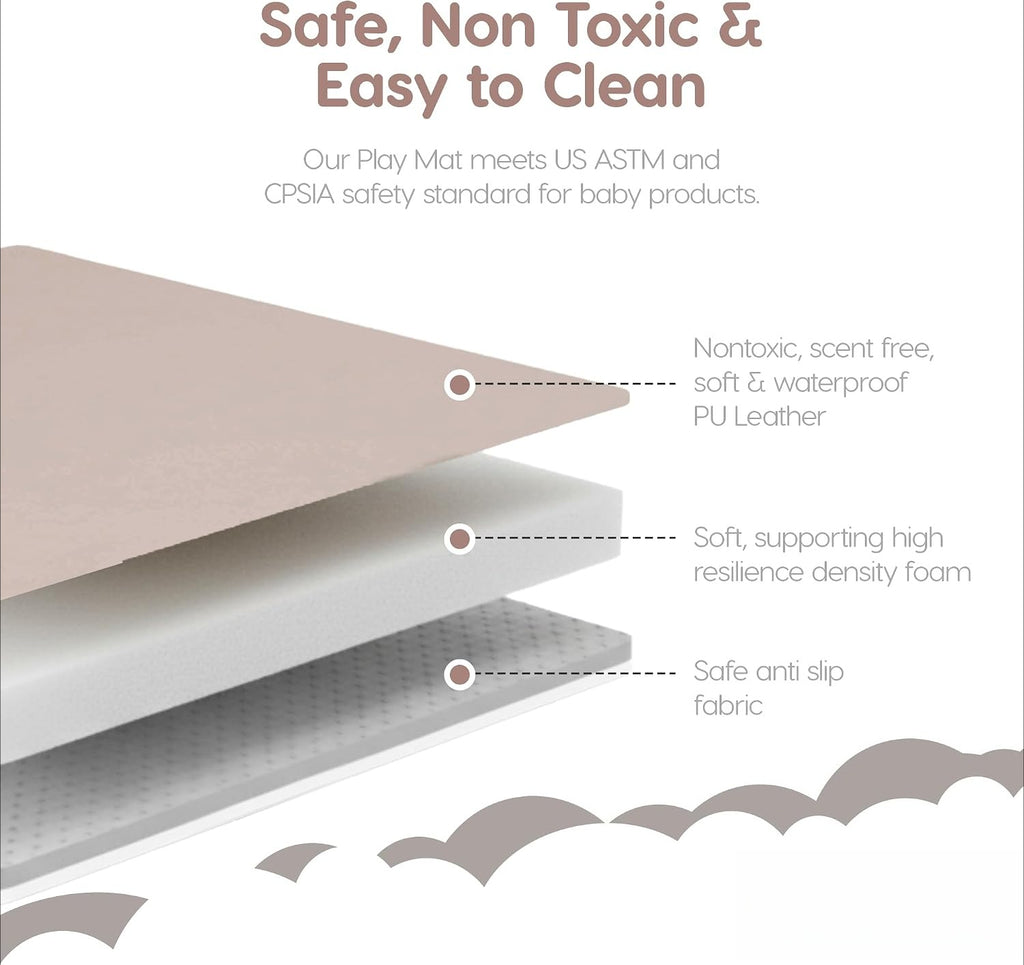 Tan Waterproof Thick Foam Baby Play Mat