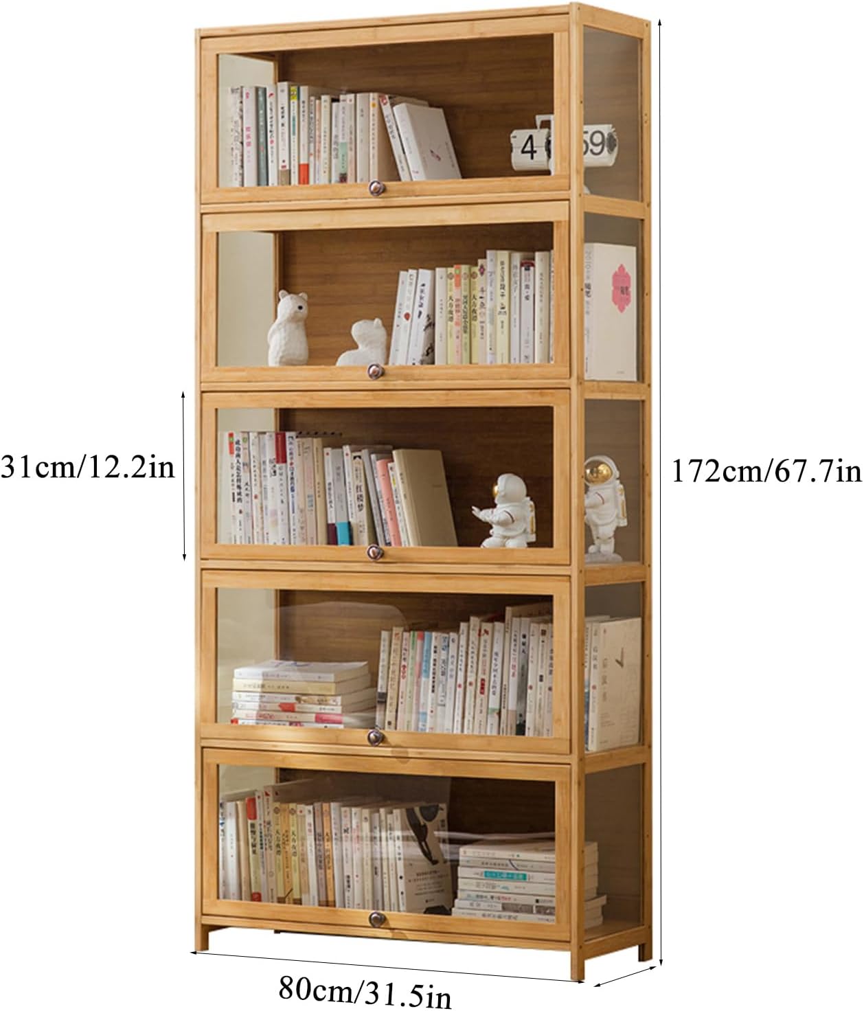 Natural Bamboo 5-Tier Acrylic Display Cabinet