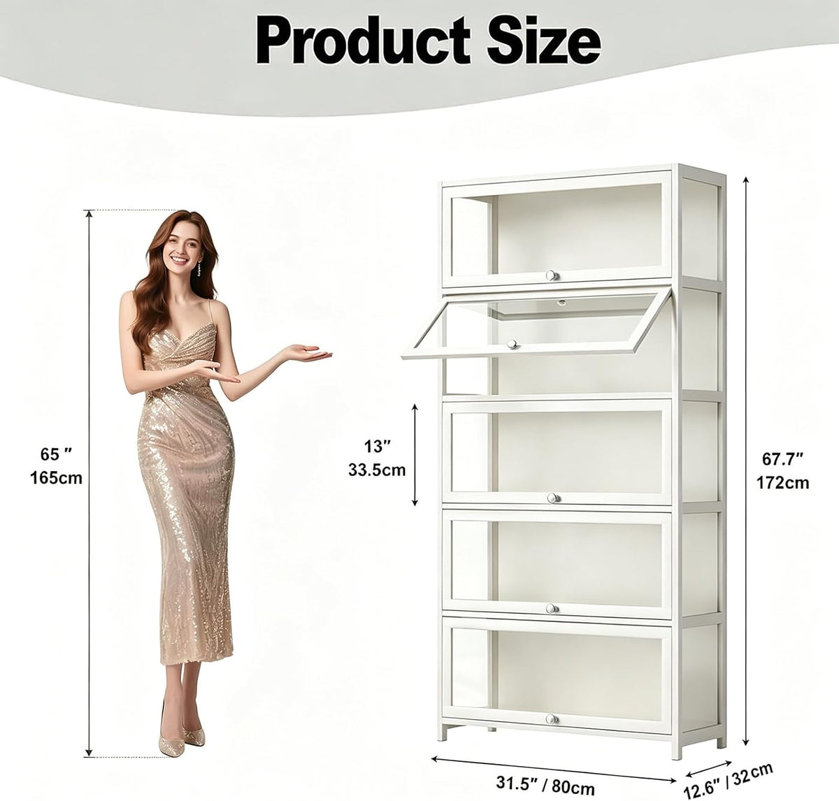 5-Tier Flip-Up Door Display Bookcase