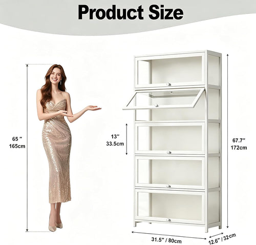 5-Tier Flip-Up Door Display Bookcase