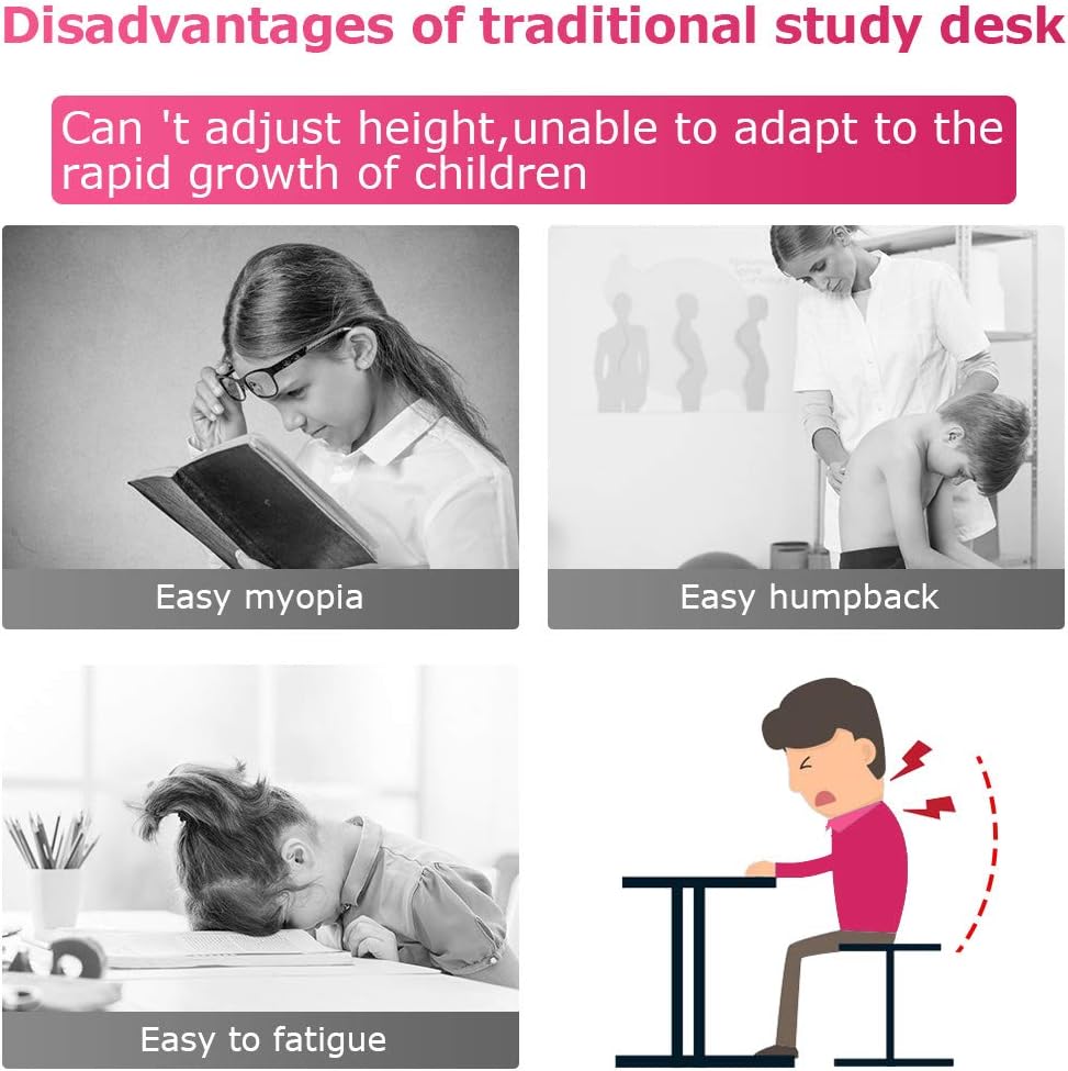 Pink Storage Adjustable Kids Desk Chair Set