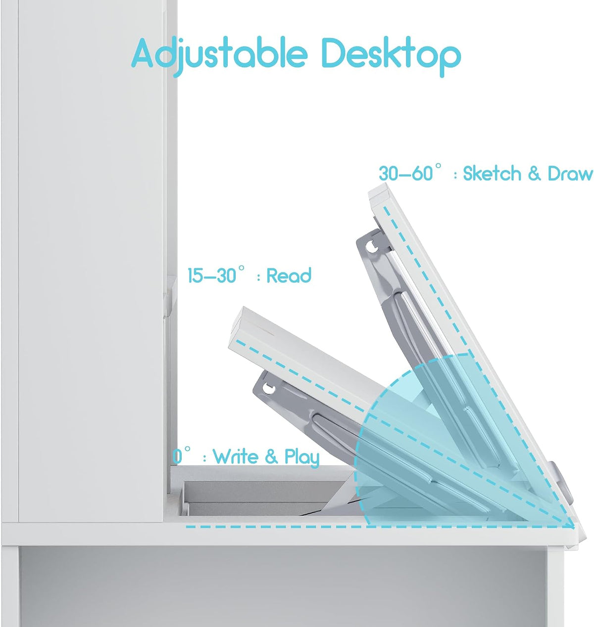 Wooden Storage Tiltable Kids Desk Set