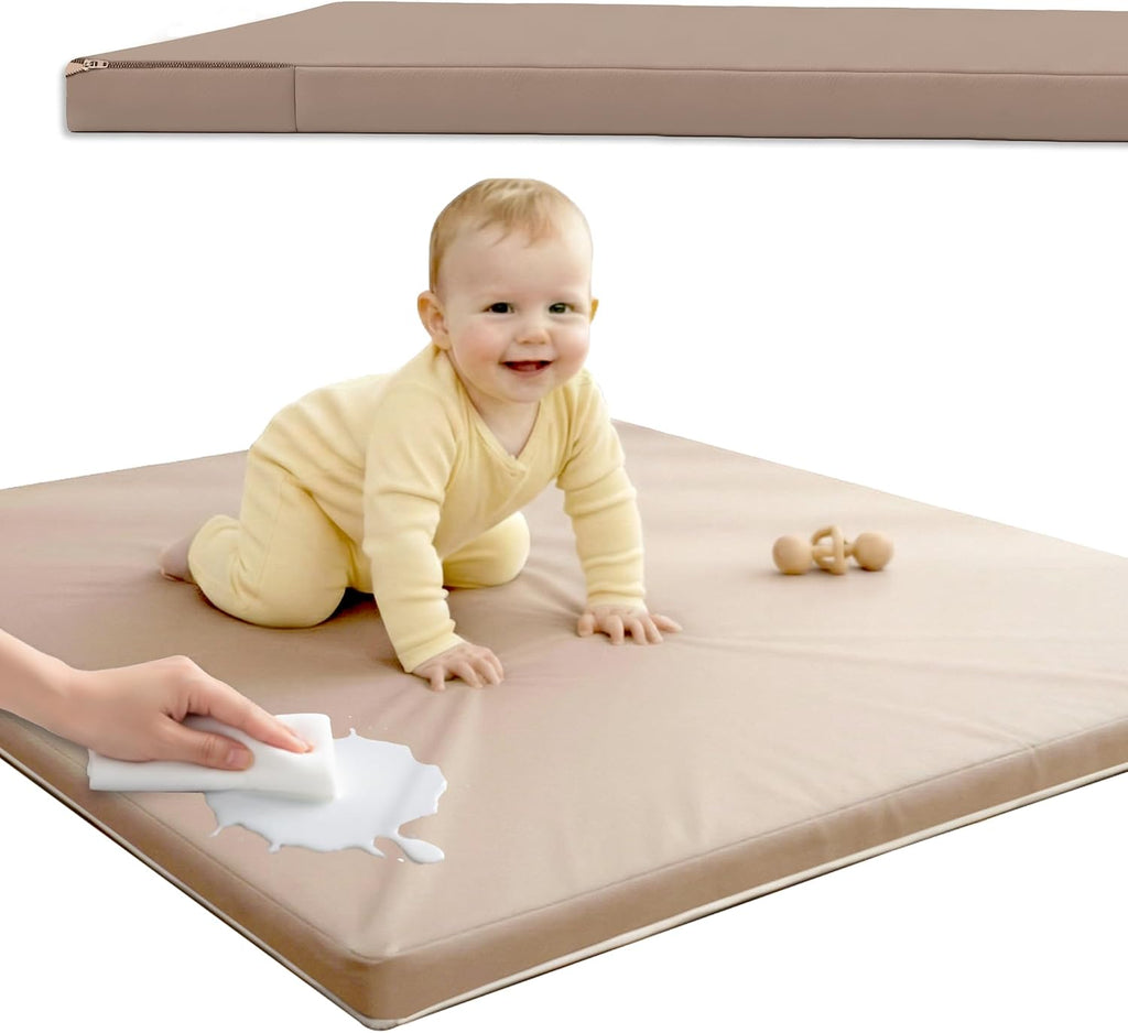 Tan Waterproof Thick Foam Baby Play Mat