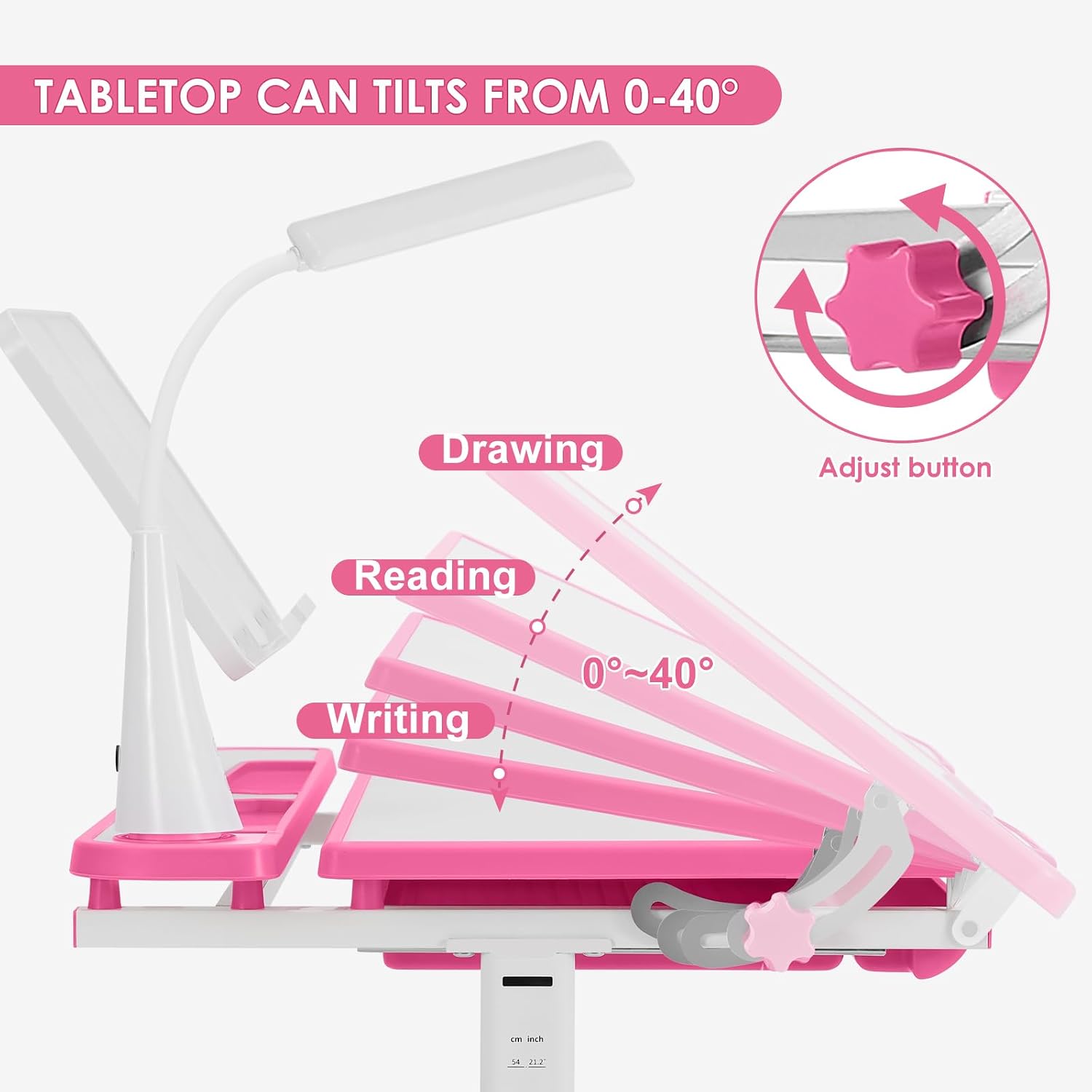 LED Tilt Adjustable Ergonomic Kids Desk Set