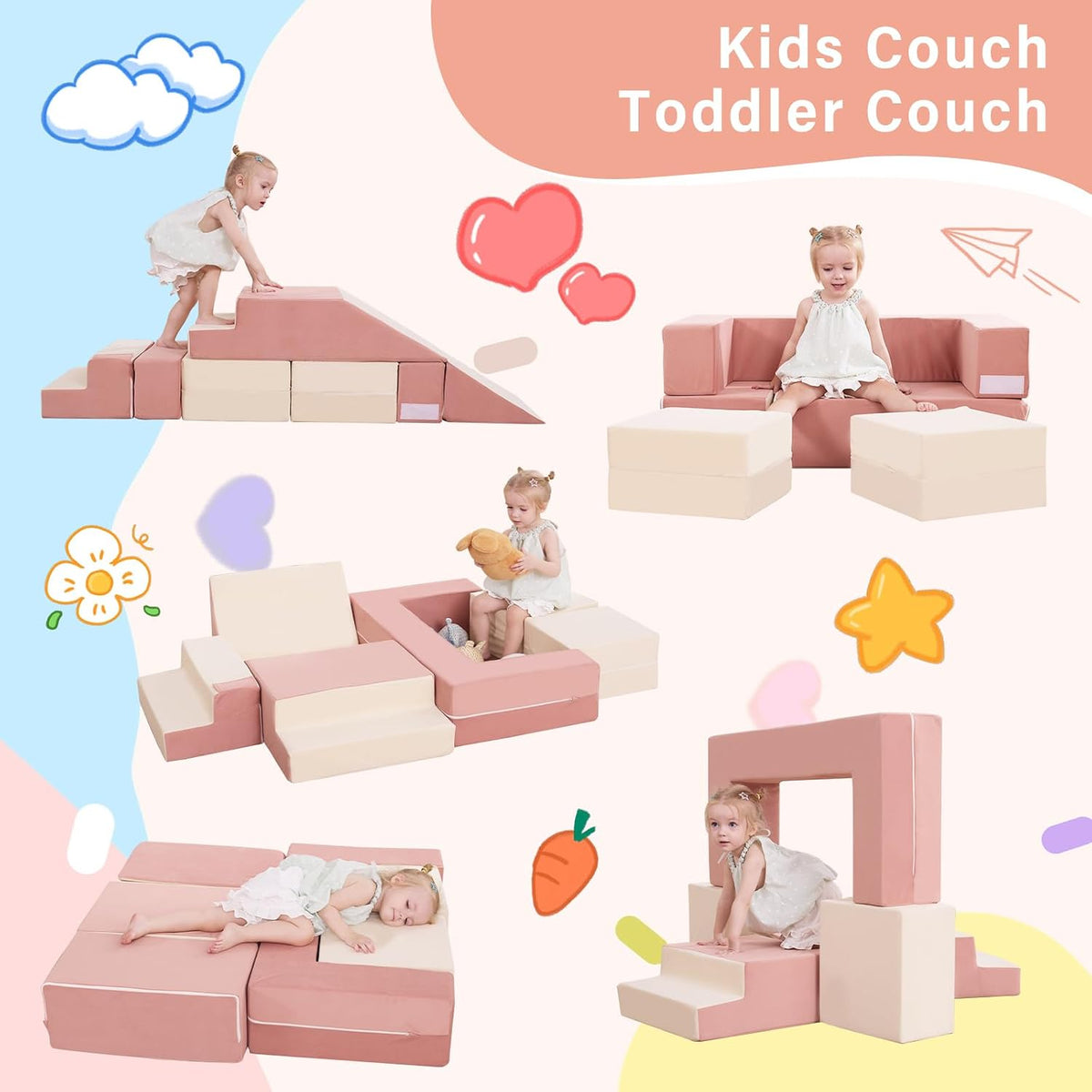 Convertible Modular Foam Kids Play Couch