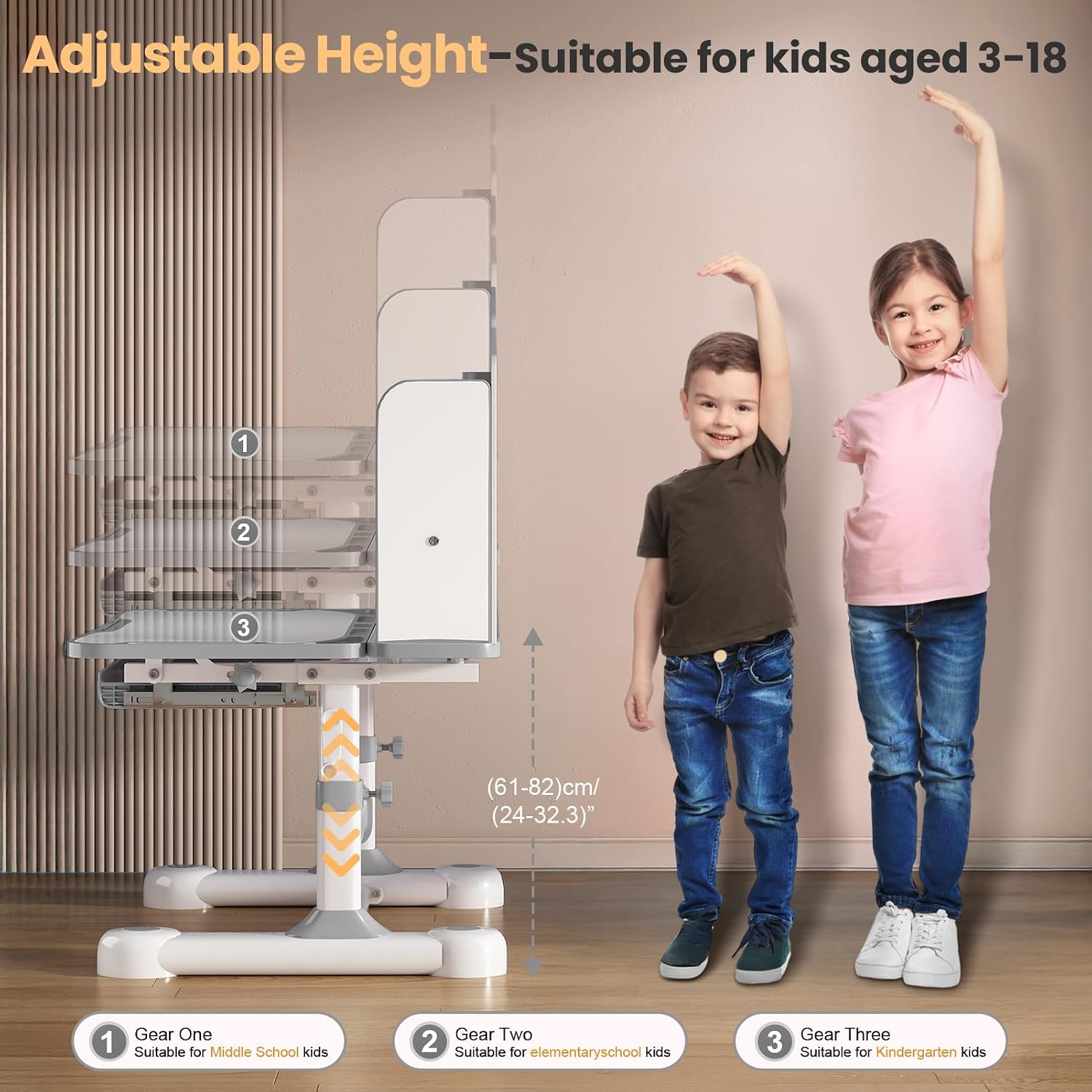 Ergonomic Tilt Adjustable Kids Desk Set