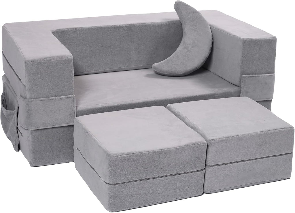 Grey Convertible Foam Kids Modular Sofa