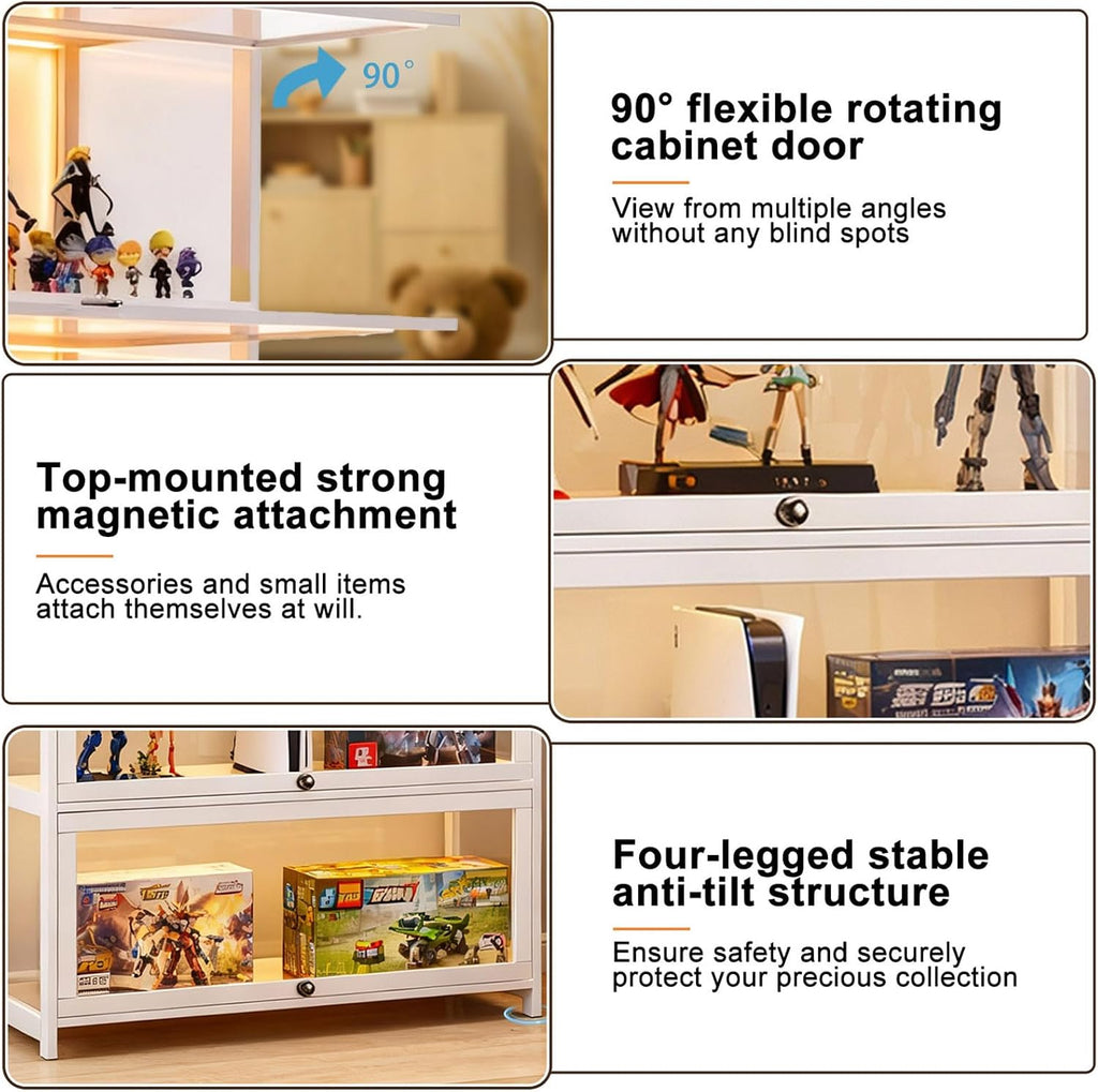 White 5-Tier Acrylic Door Display Cabinet