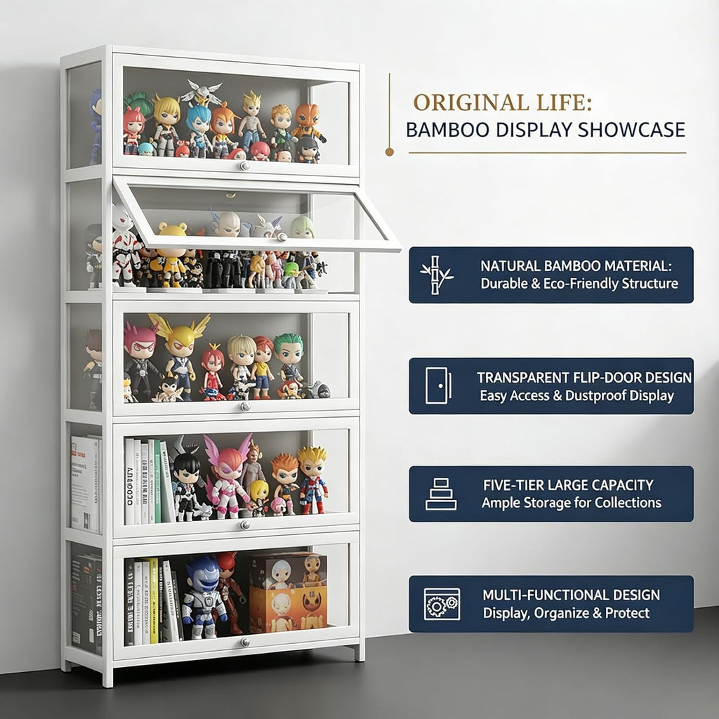 5-Tier Flip-Up Door Display Bookcase