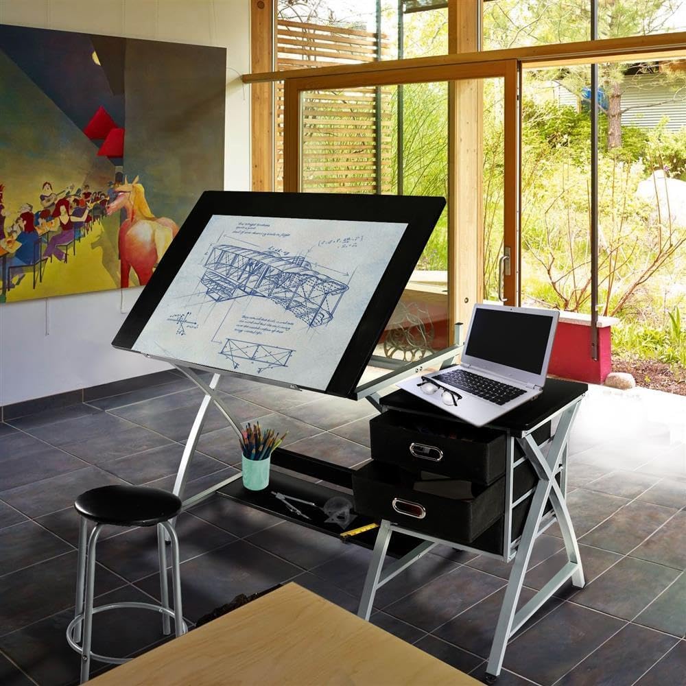 Tilting Storage Artist Drafting Table Set