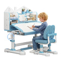 Blue Tilt Height Adjustable Kids Desk Set