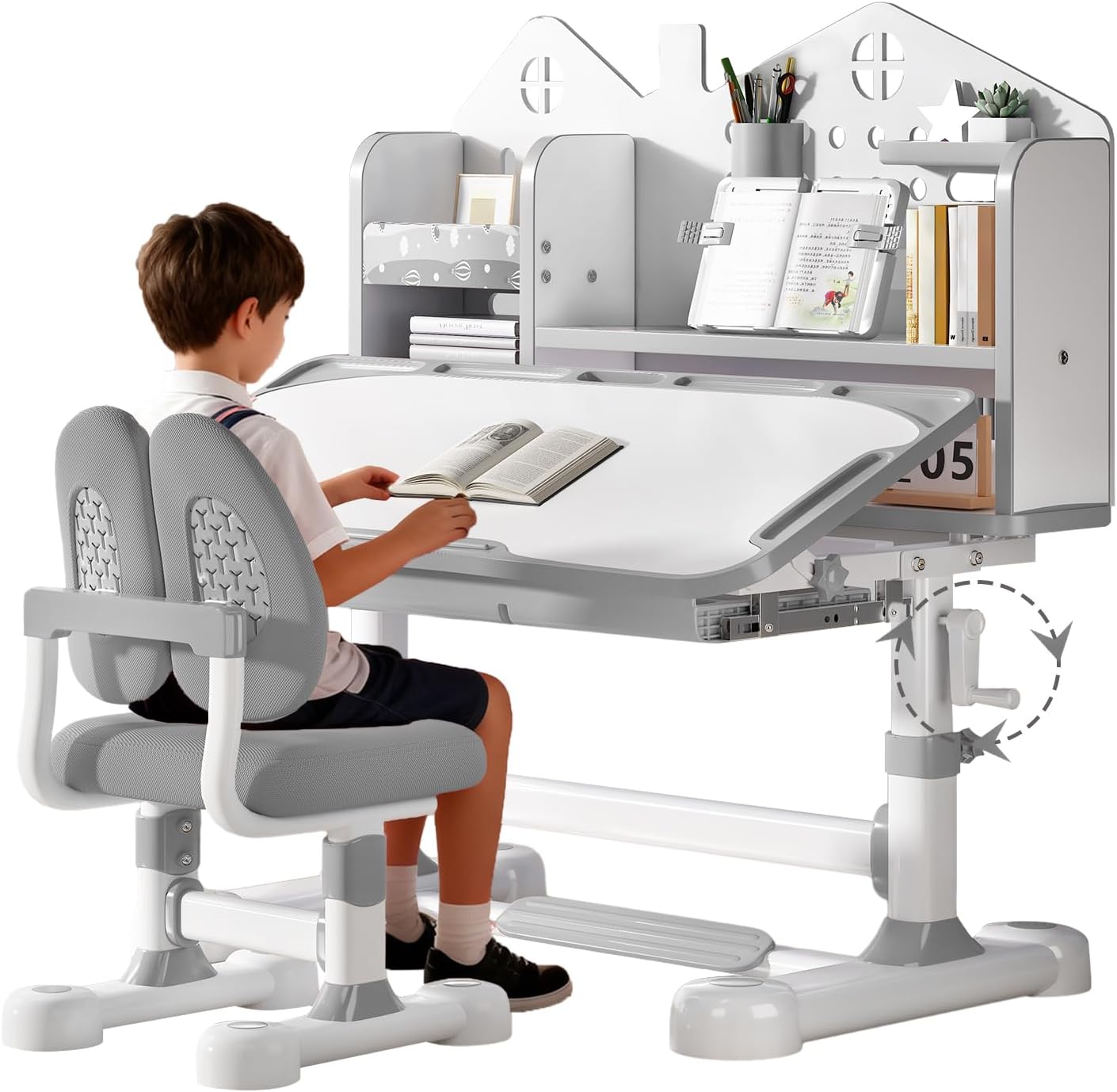 Ergonomic Tilt Adjustable Kids Desk Set