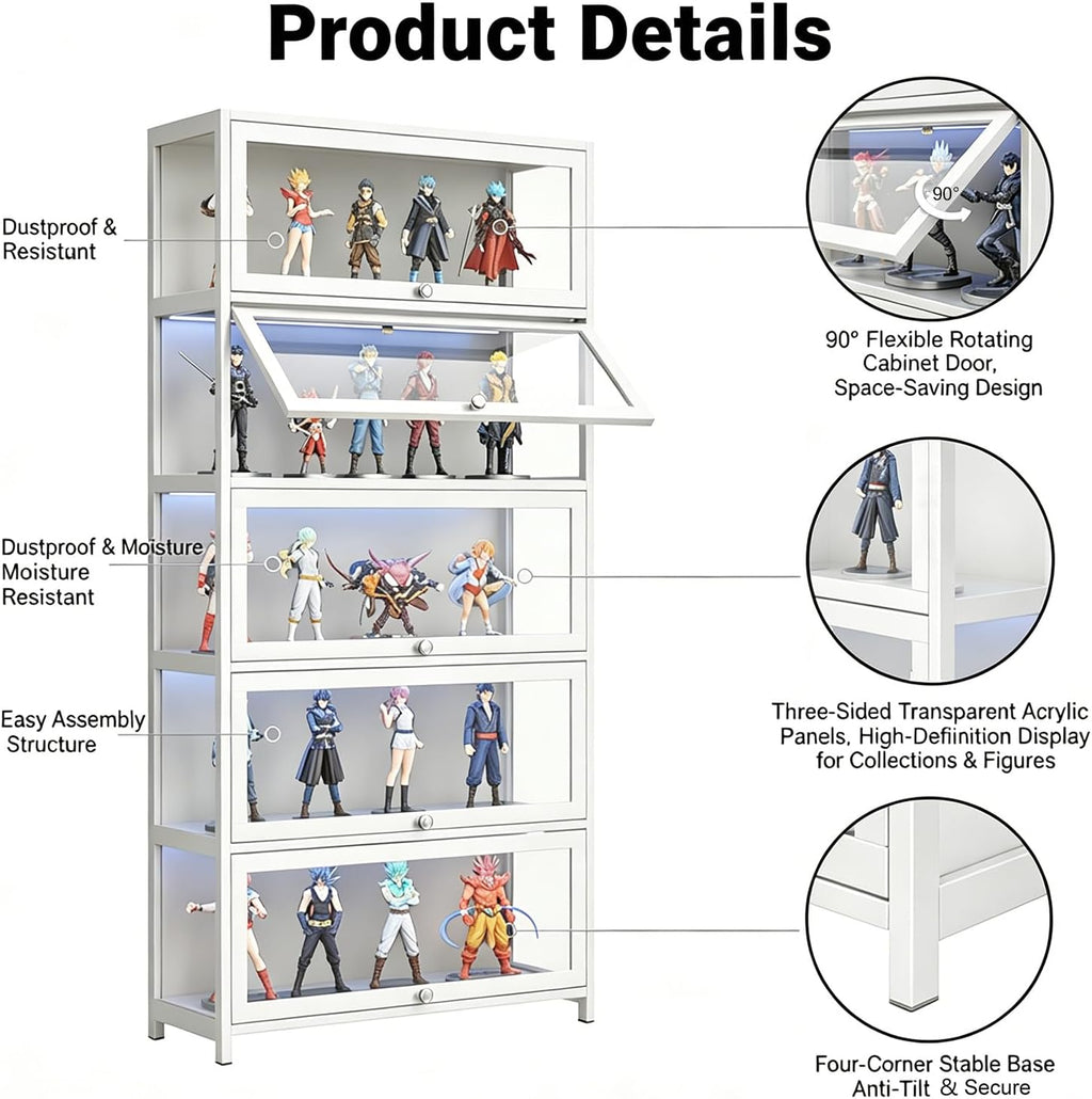 5-Tier Flip-Up Door Display Bookcase