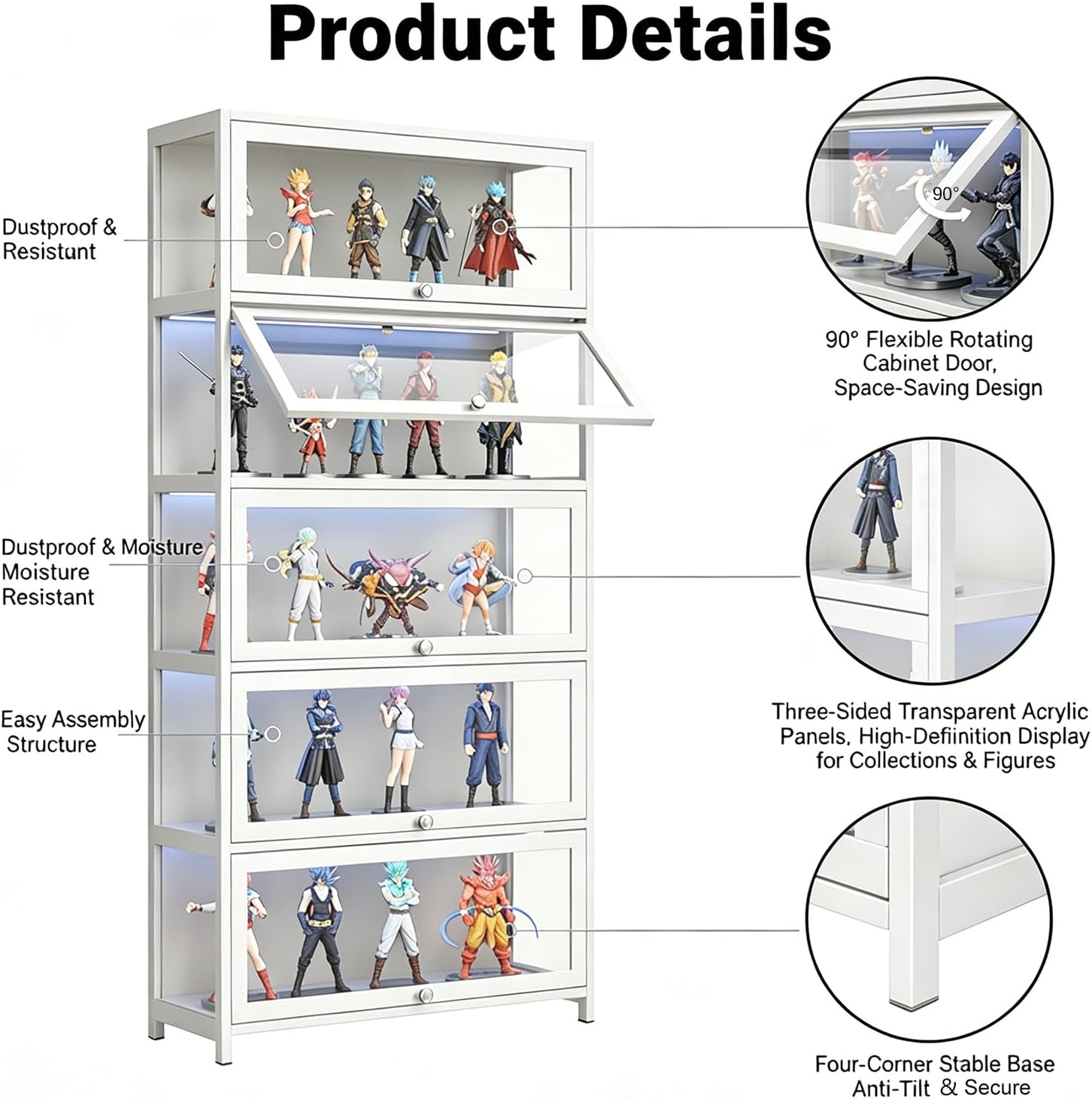 5-Tier Flip-Up Door Display Bookcase