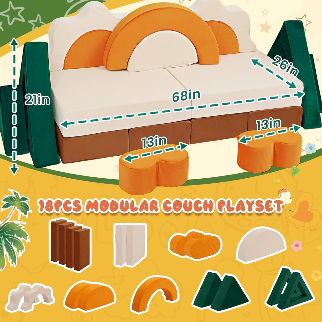 Jungle Convertible Modular Kids Play Couch