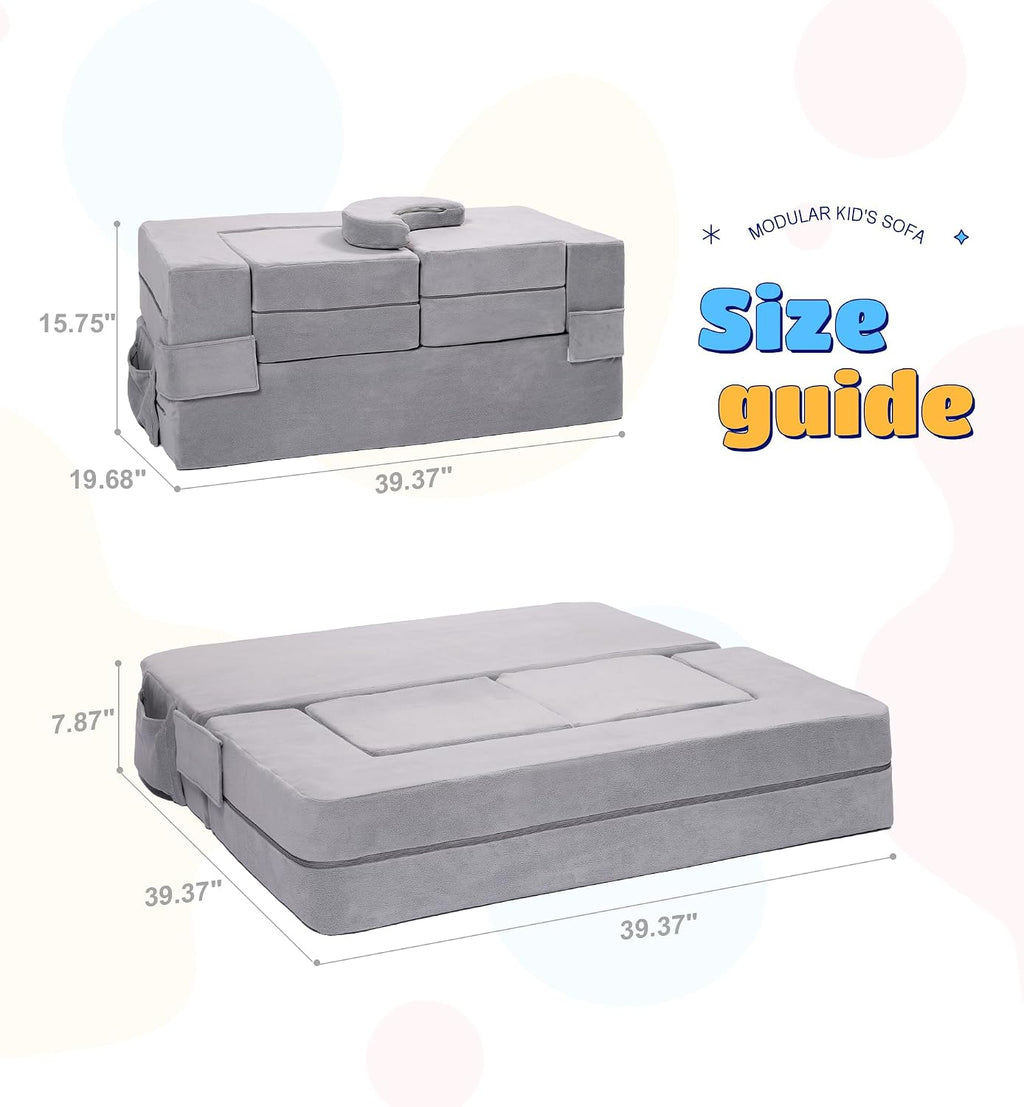 Grey Convertible Foam Kids Modular Sofa
