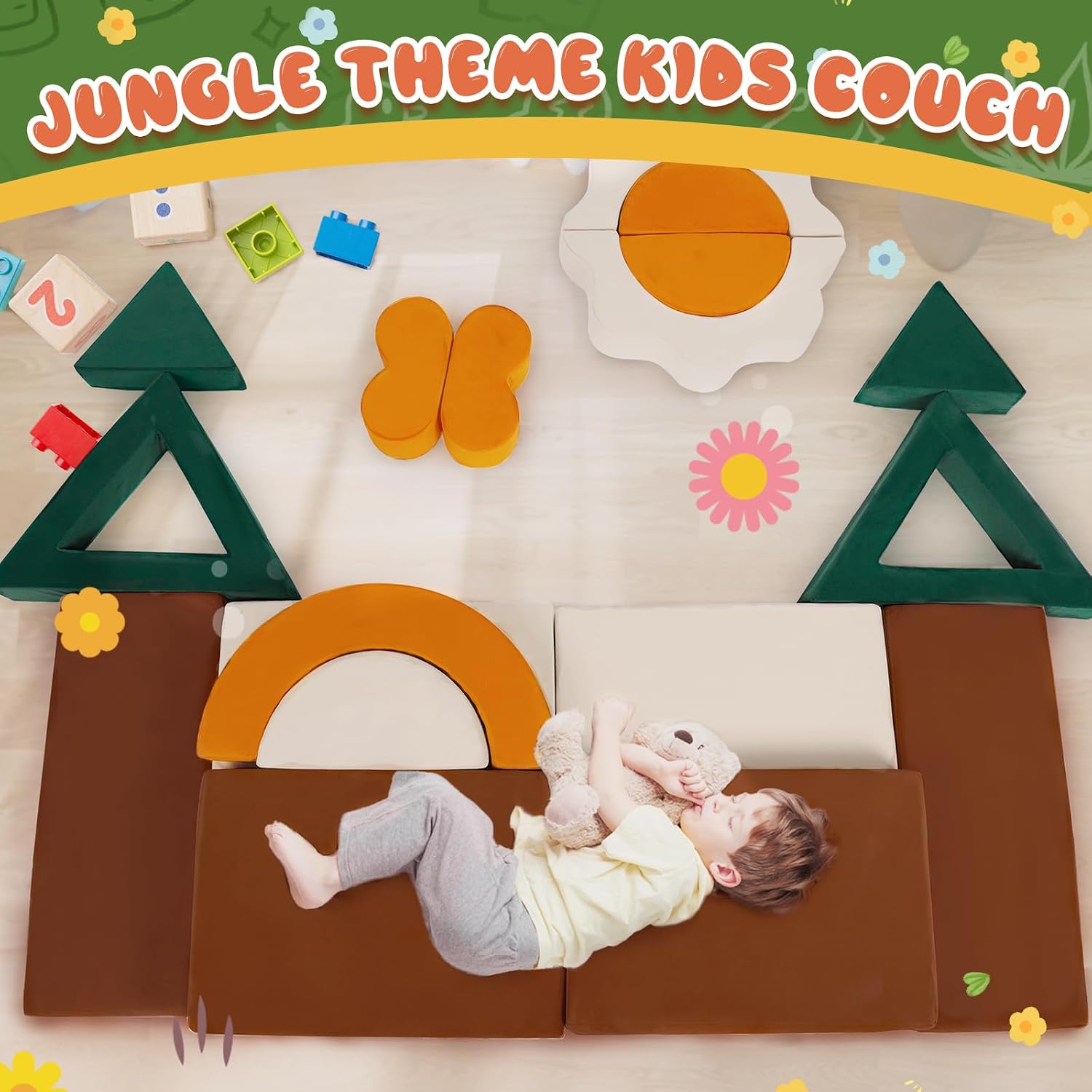 Jungle Convertible Modular Kids Play Couch