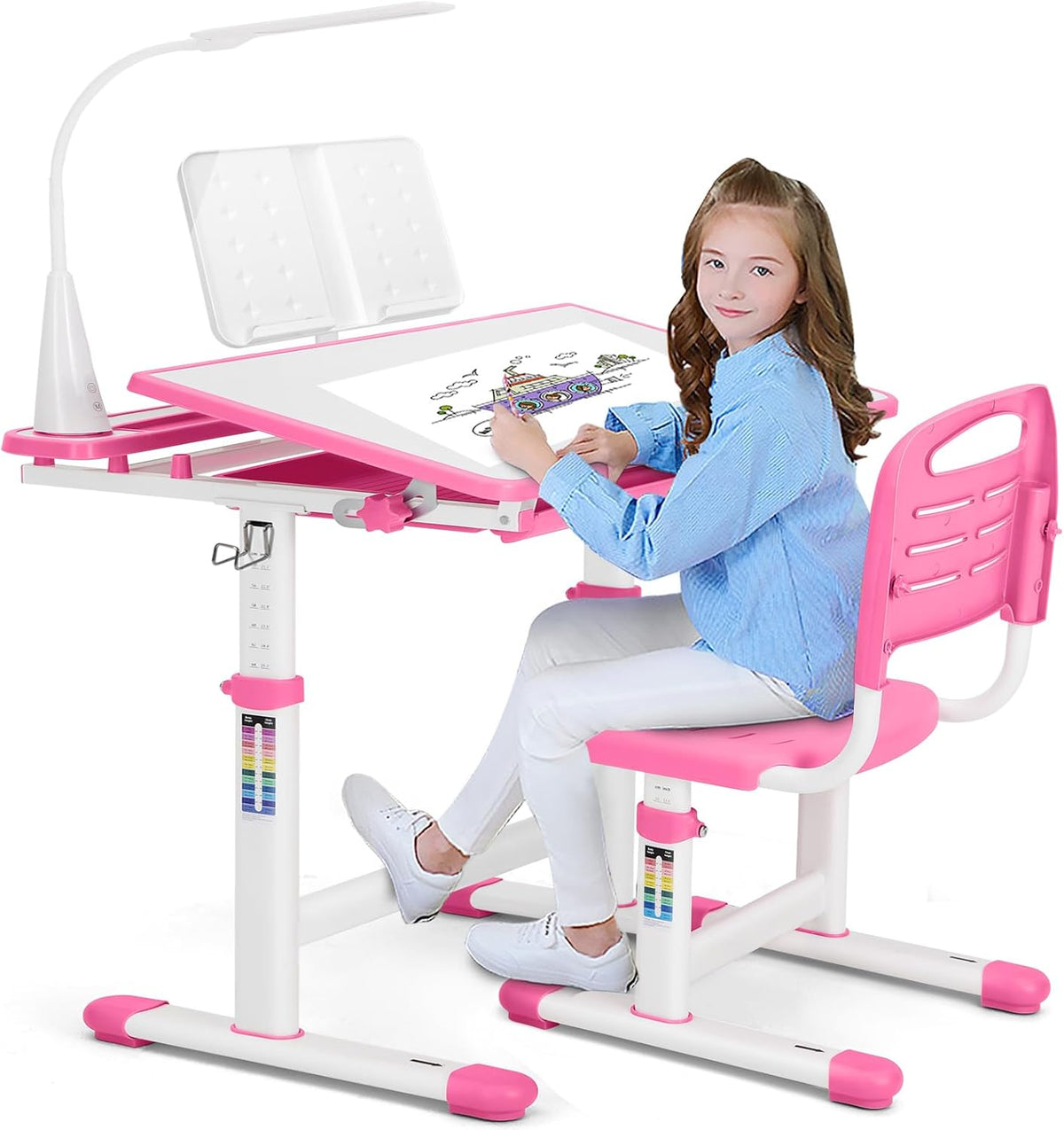 LED Tilt Adjustable Ergonomic Kids Desk Set