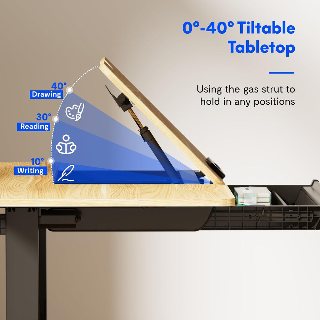 Height Adjustable Tilting Electric Drafting Desk