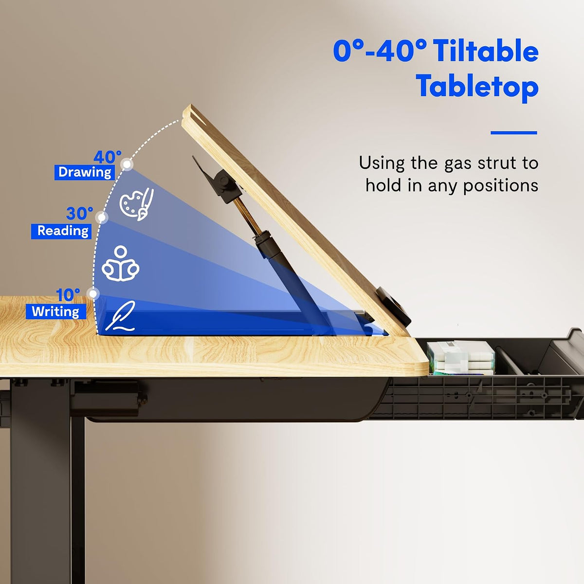 Height Adjustable Tilting Electric Drafting Desk
