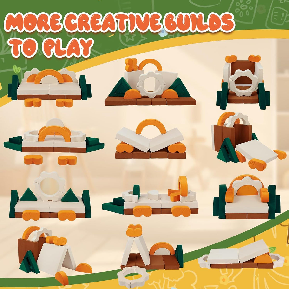 Jungle Convertible Modular Kids Play Couch
