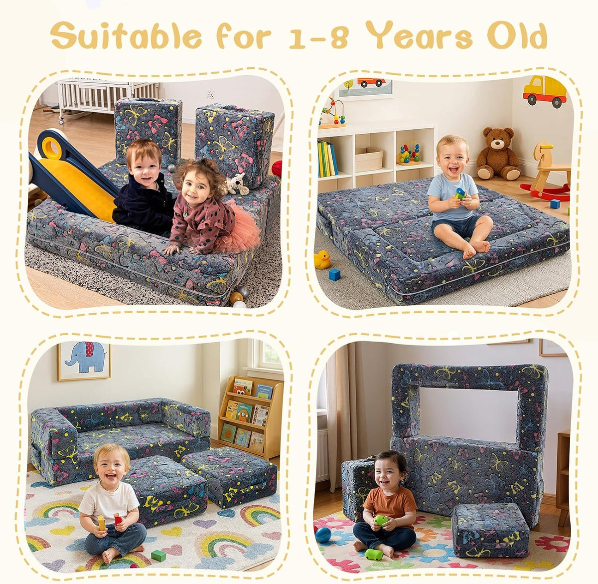 Glow Butterfly Convertible Kids Play Couch
