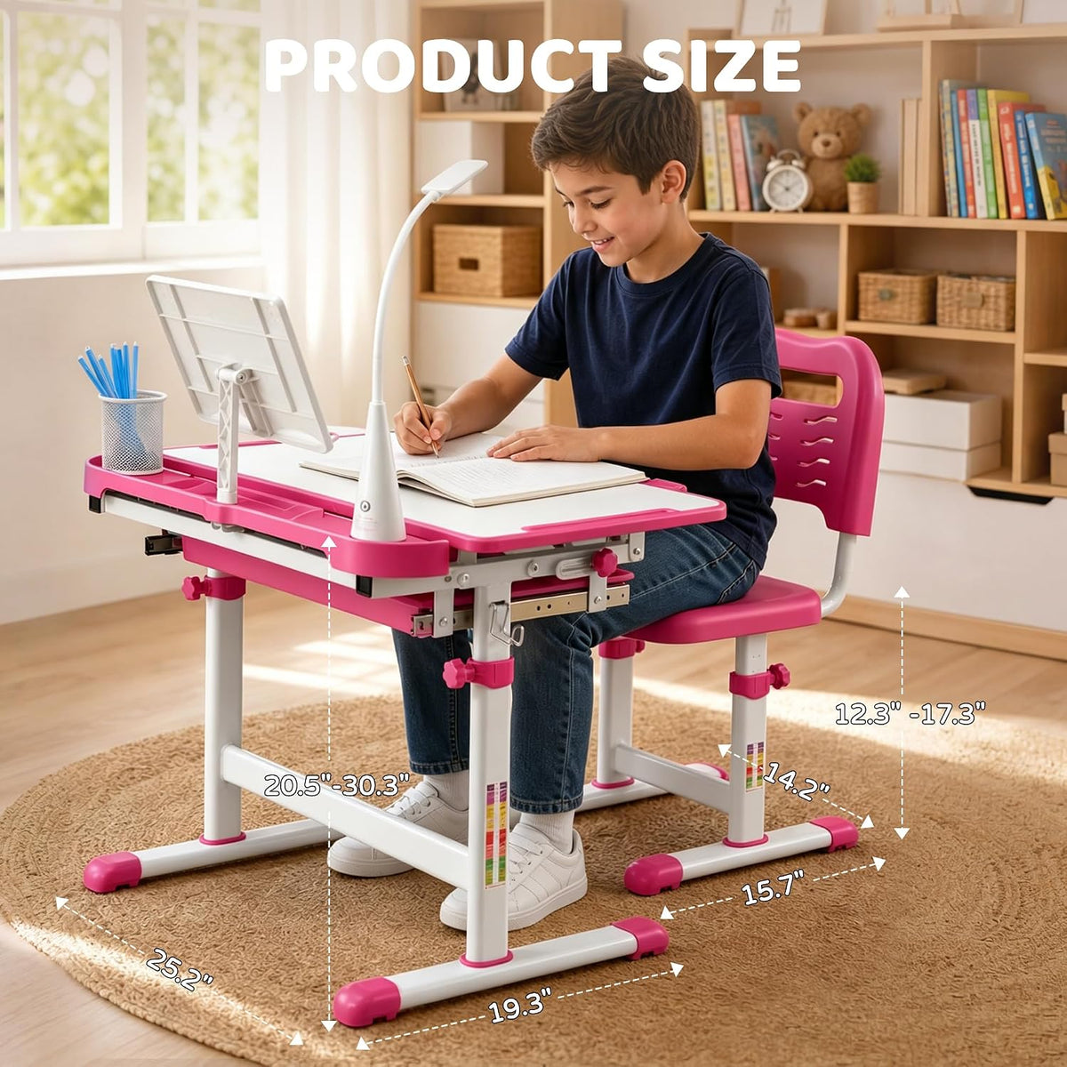 LED Ergonomic Adjustable Kids Desk Set