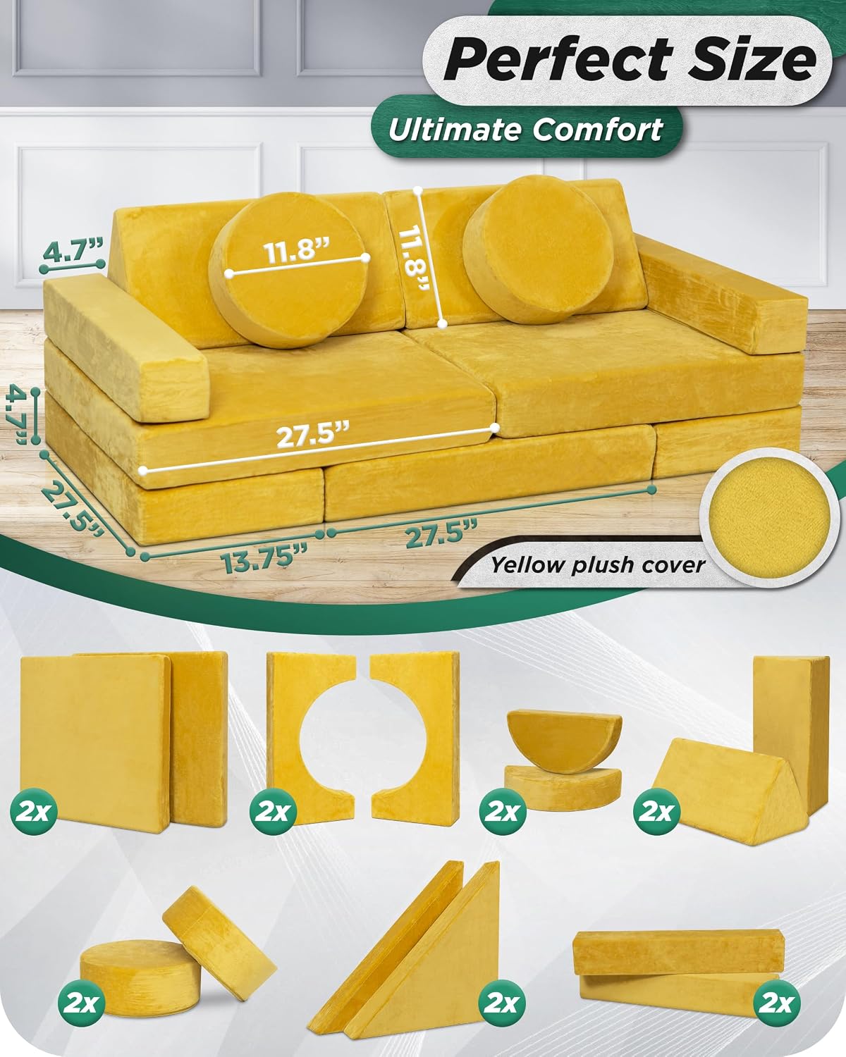 Multi-Piece Convertible Kids Modular Play Couch