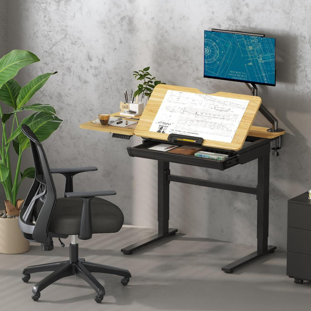 Height Adjustable Tilting Electric Drafting Desk