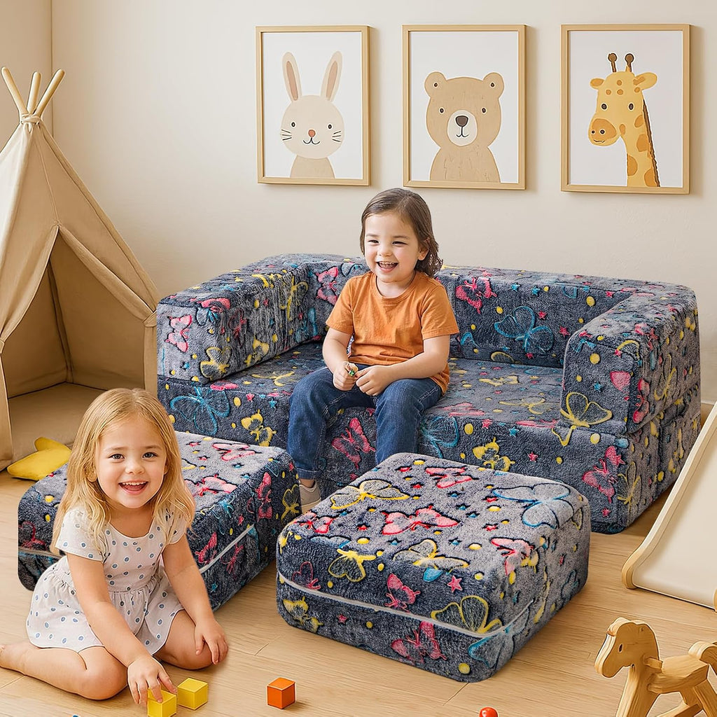 Glow Butterfly Convertible Kids Play Couch