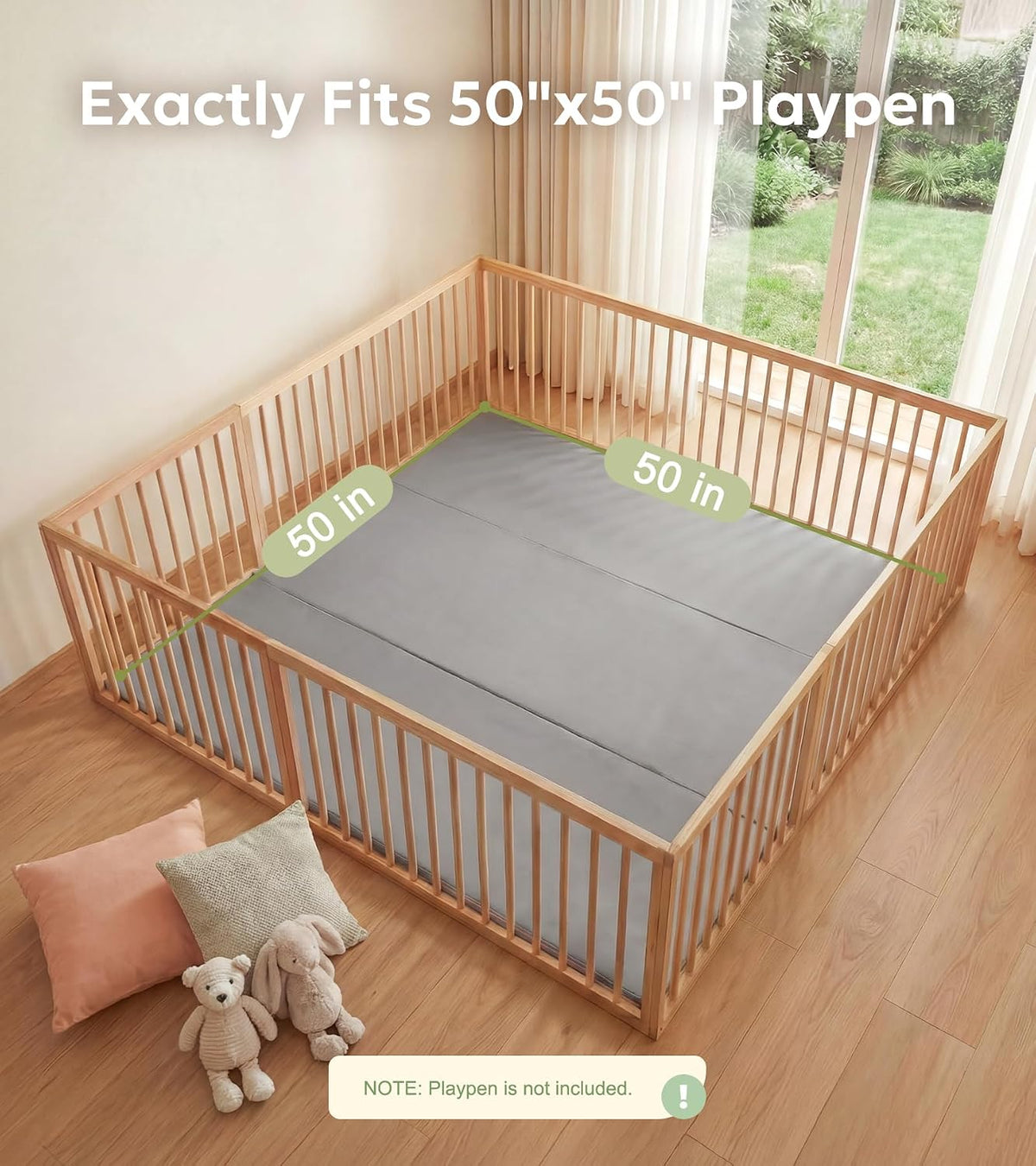 Gray Leather Thick Foldable Baby Play Mat