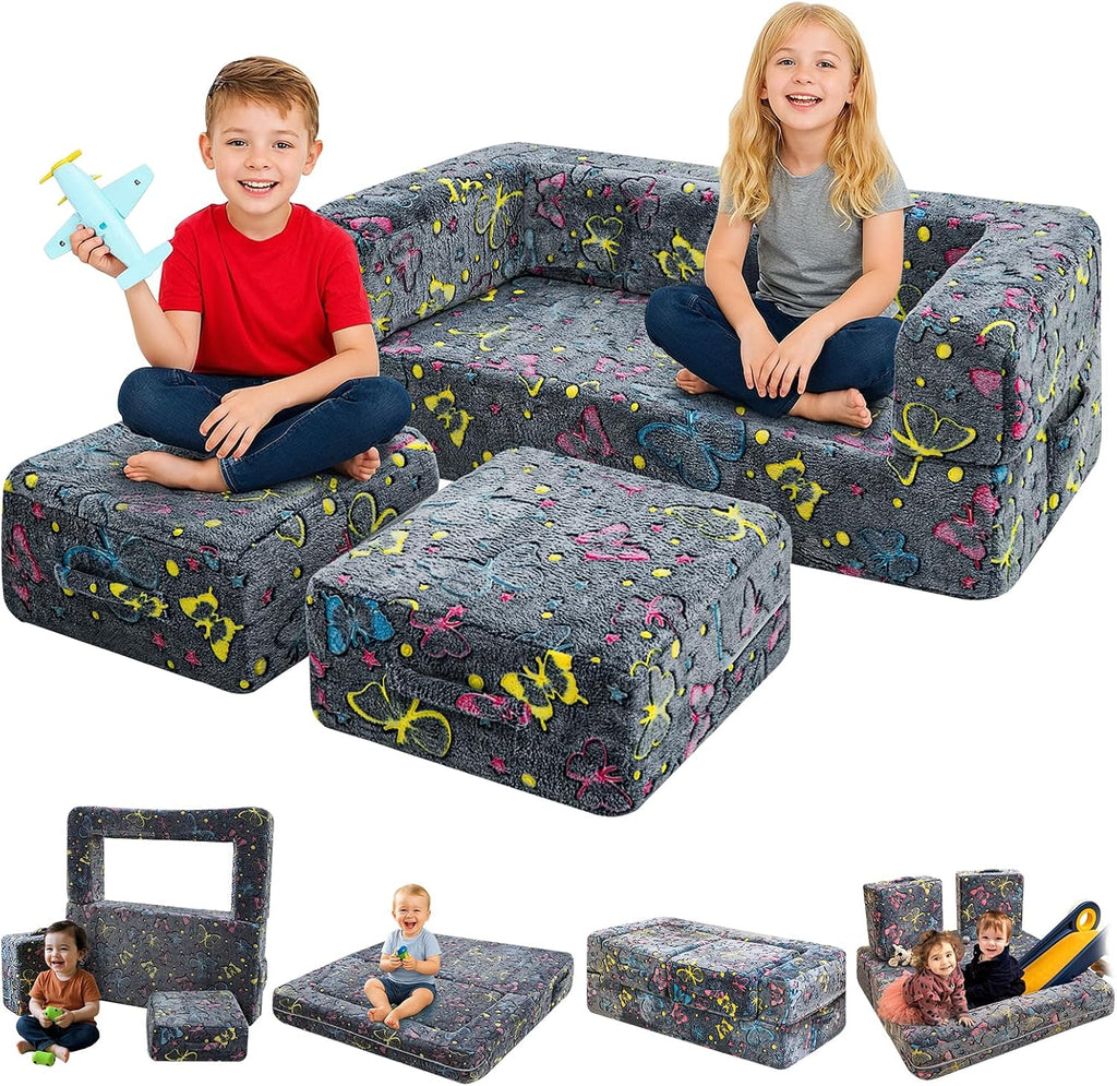 Glow Butterfly Convertible Kids Play Couch