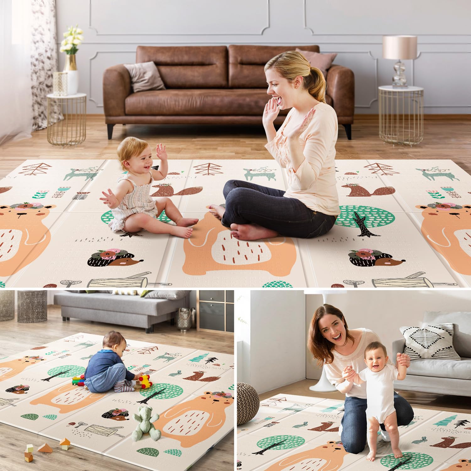 Bear Foldable Thick Waterproof Baby Play Mat