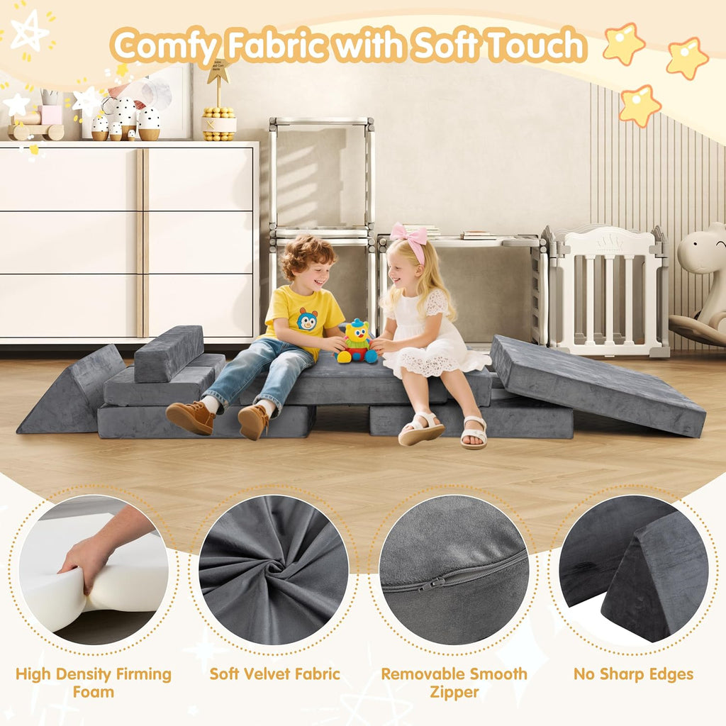 Gray Convertible Modular Kids Play Couch