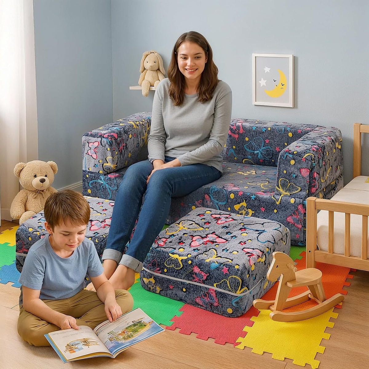 Glow Butterfly Convertible Kids Play Couch